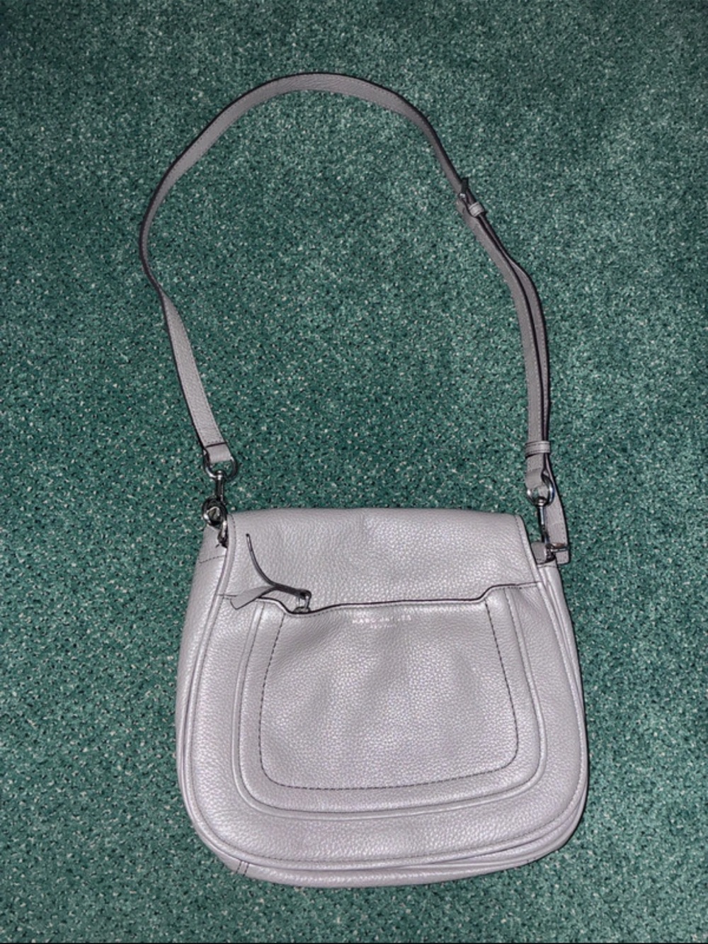 Marc Jacobs Empire City Charcoal Leather Messenger Saddle Bag New